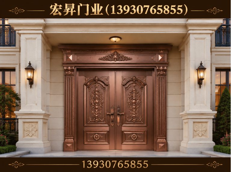 河间市别墅入户铜门展示图